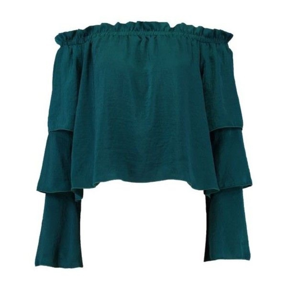 Misguided Off The Shoulder Teal Blouse